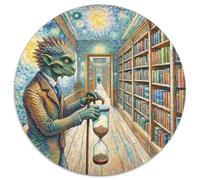 Chronology Librarian 1000 Pieces Jigsaw Magic Fantasy Round Puzzle for Adults And Kids Cool Unique Challenge Games Scene Creative 1000pcs (67.5x67.5cm)