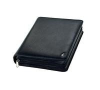 Chronoplan 50102 refillable appointment planner / organizer / appointment calendar portfolio made of premium nappa leather (format A5 (220 x 275 mm) with zipper, ring binder, without calendar) black