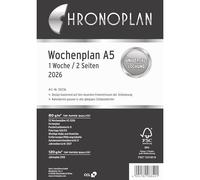 Chronoplan 50236 Calendar Insert 2026 (Weekly Plan A5 (148 x 210 mm) Replacement Calendar for Diary, Ideal for Detailed Weekly Planning, 1 Week on 2 Pages in Columns, with Universal Punching, White