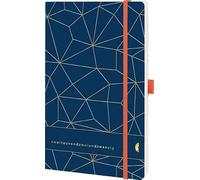 Chronoplan 50462 Book Calendar 2022, in A5 Format (135 x 210 mm) with Soft Cover, Weekly Planner (1 Week on 2 Pages, with Pen Loop, Memory Strap, Elastic Closure), Lattice, Deep Ocean Blue