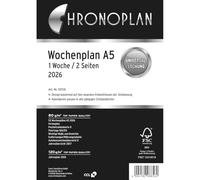 Chronoplan 50576 Calendar Insert 2026 (Weekly Plan A5 (148 x 210 mm) Replacement Calendar for Diary, Ideal for Detailed Weekly Planning, 1 Week on 2 Pages in Lines, with Universal Punching, White