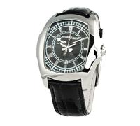 ChronoTech Men's Stainless Steel Quartz Watch with Leather Strap, Black, 18 (Mod