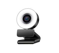 Chronus 2K FHD Webcam with Ring Light, USB Plug-and-Play, Built-in Microphone, 72 Wide Angle, 360 Pan, 180 Tilt, 3-Level Brightness (Black)