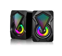 Chronus Computer Speakers,2.0 USB Powered Gaming Speakers with RGB LED Light 3.5mm Aux Input Stereo for PC, Desktop, Laptop, Cellphone(Black)
