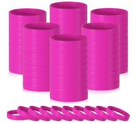 CHRORINE 100 Pcs Plain Silicone Wristbands Bulk Hot Pink Blank Rubber Bracelets Unisex Party Game Supplies