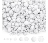 CHRORINE 1200 Pcs Pom Poms for Crafts Sparkly Assorted in 4 Sizes Pom Poms Bulk Essential for Arts DIY and Holiday Decorations (White)