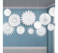 CHRORINE 16 Pcs Winter Christmas Snowflake Decorations Paper Snowflakes Hanging Decoration, Winter Wonderland Frozen Birthday Party Decorations, Winter Wedding Decor (Mixed 7.8"-20")
