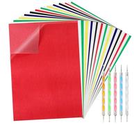 CHRORINE 200 Sheets Transfer Copy Paper and Tracing Paper Set with 5 Pcs Embossing Dot Tools for Tracing Drawing on Wood Canvas Fabric and Other Surfaces A4 Size 8.3 X 11.5 Inch- Multicolor