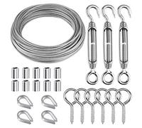 CHRORINE 24 Pcs Garden Wire Rope Kit 304 Stainless Steel M5 Turnbuckle Tensioner Cable Rope Wire Rope Thimble