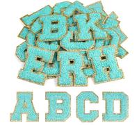 CHRORINE 26/52/104 Pcs Self Adhesive Chenille Letter Patches A-Z, Also Supports Sew or Iron on, Embroidered Alphabet Patches Stickers for DIY Clothing, Bags, Hats (26, Blue, Height 2.16″)