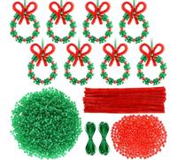CHRORINE 30 Pcs Christmas Beaded Ornament Kit Christmas Craft Wreath Bead Tri-Shaped DIY Beads for Christmas Tree Hanging Christmas Party Decoration