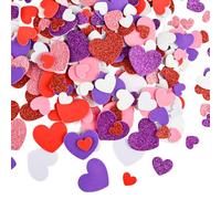 CHRORINE 350 Pcs Foam Heart Stickers Valentine's Day Glitter Self Adhesive Sticker Heart Shapes Colorful Sticker for Valentine's Day Decoration/Wedding Supplies/DIY Art Craft -Red Pink White Purple