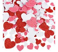 CHRORINE 350 Pcs Foam Heart Stickers Valentine's Day Glitter Self Adhesive Stickers Heart Shapes Colorful Stickers for Valentine's Day Decoration/Wedding Supplies/Art Craft -Glitter Red White Pink