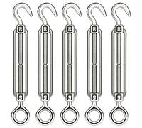 CHRORINE 5 Pcs Turnbuckle Wire Tensioner M5 Adjustable Turnbuckle Stainless Steel Hook Eye Rope Cable Tension