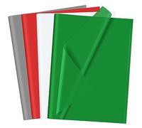 CHRORINE 60 Sheets Christmas Tissue Paper Multicolor Art Gift Wrapping Tissue Paper Bulk for DIY Crafts Decor Christmas Holiday Party ( Red/Green/White/Gray)