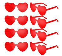 CHRORINE 8/16/ 24 Pairs Heart Shaped Sunglasses Rimless Heart Glasse Transparent Candy Colors for Party Favor (24, Red)