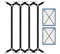 CHRORINE Bed Sheet Holder Straps Adjustable Sheet Fasteners Clips Keep Bedding Stays in Place, 4 Pcs/Set, Black