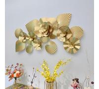 CHROX 3D Metal Wall Decoration, Gold Floral Pattern Handmade Wall Sculpture Wall Art Decor, for Living Room Study Bedroom Hotel,135 * 65CM