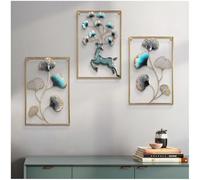 CHROX 3D Metal Wall Sculptures, Modern Ginkgo Wall Decoration Metal, Large Wall Decoration for Living Room, Bedroom, Dining Room, Home, Office,60 * 40Cm