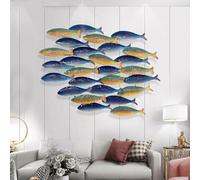 CHROX 3D Vnook Metal Fish Wall Decor,3D Wall Art Large Metal Wall Sculpture Home Decor, for Living Room Bedroom,72 * 53CM