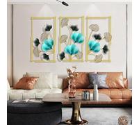 CHROX 3PCS 3D Wall Decoration Ginkgo Leaves,Handmade Metal Wall Art Decor Wall Sculptures, Living Room Decoration Background Wall