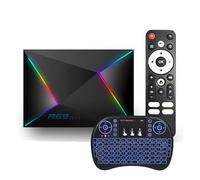 CHROX Android TV Box 14.0, R69 PLUS TV Box 4K/8K 4GB RAM 64GB ROM, Android Box Wifi 6 with S905X4 CPU 3D 2.4G/5G Wifi BT 5.0 USB 3.0 with Mini Wireless Keyboard,2GB+16GB