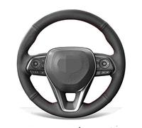 CHROX For Toyota Corolla 2019-2022, Car Steering Wheel Cover Anti-Slip Black Genuine Leather