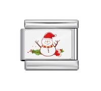 Chrsitmas 9mm Stainless Steel Italian Charms DIY Bracelet Accessories Compatible With Nomination Bracelets for Women Girls Enamel Xmas Tee Festival Bowknot Statement Jewelry Gift (Snowman)