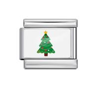 Chrsitmas 9mm Stainless Steel Italian Charms DIY Bracelet Accessories Compatible With Nomination Bracelets for Women Girls Enamel Xmas Tee Festival Bowknot Statement Jewelry Gift (Xmas Tree)