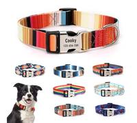 CHRYMPETIC Customizable Dog Collar with Name - Polyester Custom Collar for Dog - Adjustable, Comfortable, Durable and Vibrant Pet Neckband (Pattern-D, L (15-24 inches))