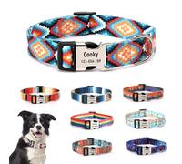CHRYMPETIC Customizable Dog Collar with Name - Polyester Custom Collar for Dog - Adjustable, Comfortable, Durable and Vibrant Pet Neckband (Pattern-B, L (15-24 inches))