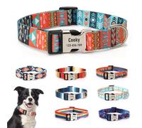 CHRYMPETIC Customizable Dog Collar with Name - Polyester Custom Collar for Dog - Adjustable, Comfortable, Durable and Vibrant Pet Neckband (Pattern-E, XL (17-28 inches))