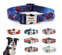 CHRYMPETIC Customizable Dog Collar with Name - Polyester Custom Collar for Dog - Adjustable, Comfortable, Durable and Vibrant Pet Neckband (Pattern-G, L (15-24 inches))