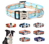 CHRYMPETIC Customizable Dog Collar with Name - Polyester Custom Collar for Dog - Adjustable, Comfortable, Durable and Vibrant Pet Neckband (Pattern-H, L (15-24 inches))