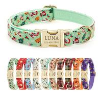 CHRYMPETIC Personalized Dog Collar with Name and Phone Laser-Engraved Polyester Gold-Colored Metal Quick-Release Buckle Halloween and Christmas Patterns (Style-B)