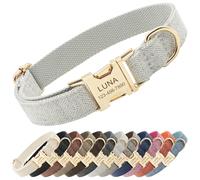 CHRYMPETIC Polyester Personalized Dog Collar with Name and Phone Number, Customizable Laser-Engraved Collar with Metal Quick Release Buckle for Dogs (WhiteSmoke)