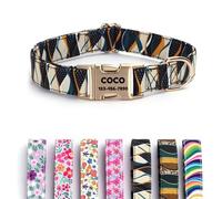 CHRYMPETIC Polyester Personalized Dog Collar with Name, Customizable Laser-Engraved, Vibrant Patterns, Metal Buckle for Medium Large Dogs - Matching Leash Available (Pattern-E)