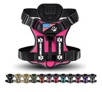 CHRYMPETIC Tactical Custom Dog Harness with Personalized Number and Name Patches - Adjustable No Pull Service Dog Vest with Handle and US Flag Patch (Rose)