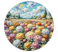 Chrysanthemum 1000pc Round Puzzle Highlighting, A Joy to Assemble, Perfect for Relaxing in The Sunroom 1000pcs (67.5x67.5cm)