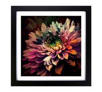 Chrysanthemum Abstract Expressionism Framed Wall Art Print, Ready to Hang Picture for Living Room Bedroom Home Office, Black 18 x 18 Inch (45 x 45 cm)