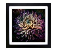 Chrysanthemum Abstract Expressionism No.1 Framed Wall Art Print, Ready to Hang Picture for Living Room Bedroom Home Office, Black 18 x 18 Inch (45 x 45 cm)