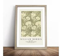 Chrysanthemum by William Morris Framed Wall Art Picture Print - Canvas Painting - Modern Home Décor Poster - Ready to Hang for Living Room Bedroom Kitchen - Oak A3 (36 x 48 cm)