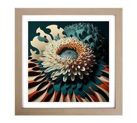 Chrysanthemum Constructivism Framed Wall Art Print, Ready to Hang Picture for Living Room Bedroom Home Office, Oak 18 x 18 Inch (45 x 45 cm)