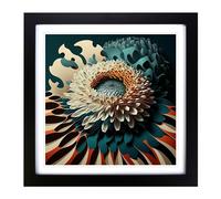 Chrysanthemum Constructivism Framed Wall Art Print, Ready to Hang Picture for Living Room Bedroom Home Office, Black 18 x 18 Inch (45 x 45 cm)