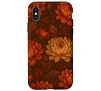 Chrysanthemum Dark Autumn Floral Warm Brown Moody Botanical Case for iPhone X/XS