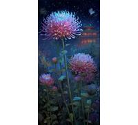 Chrysanthemum Diamond Art Kits Adults, DIY 5D Large Diamond Painting Starry Sky Full Square Drill Crystal Art Kits 15.8x27.6 Inch, Embroidery Cross Stitch Canvas for Home Wall Decor Gifts (SQ965)
