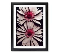 Chrysanthemum Flower Torn Paper Framed Wall Art Print A2 Black
