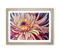 Chrysanthemum Flower Vol.5 Framed Print | A4 Oak Framed Wall Art | Ready to Hang | Modern Floral Picture | Living Room Bedroom Lounge Office