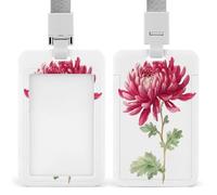 Chrysanthemum Flowers Watercolor ID Badge Holder Retractable Clip Card Holder Card Protector Name Badge Name Tag for Work Office Doctor Nurse