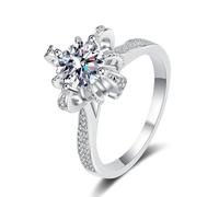 Chrysanthemum-Inspired Moissanite Ring,Wedding Ring: 1ct GRA Certified Moissanite Engagement Band Jewelry,D color, VVS clarity, EX cut(10, 1 CT)